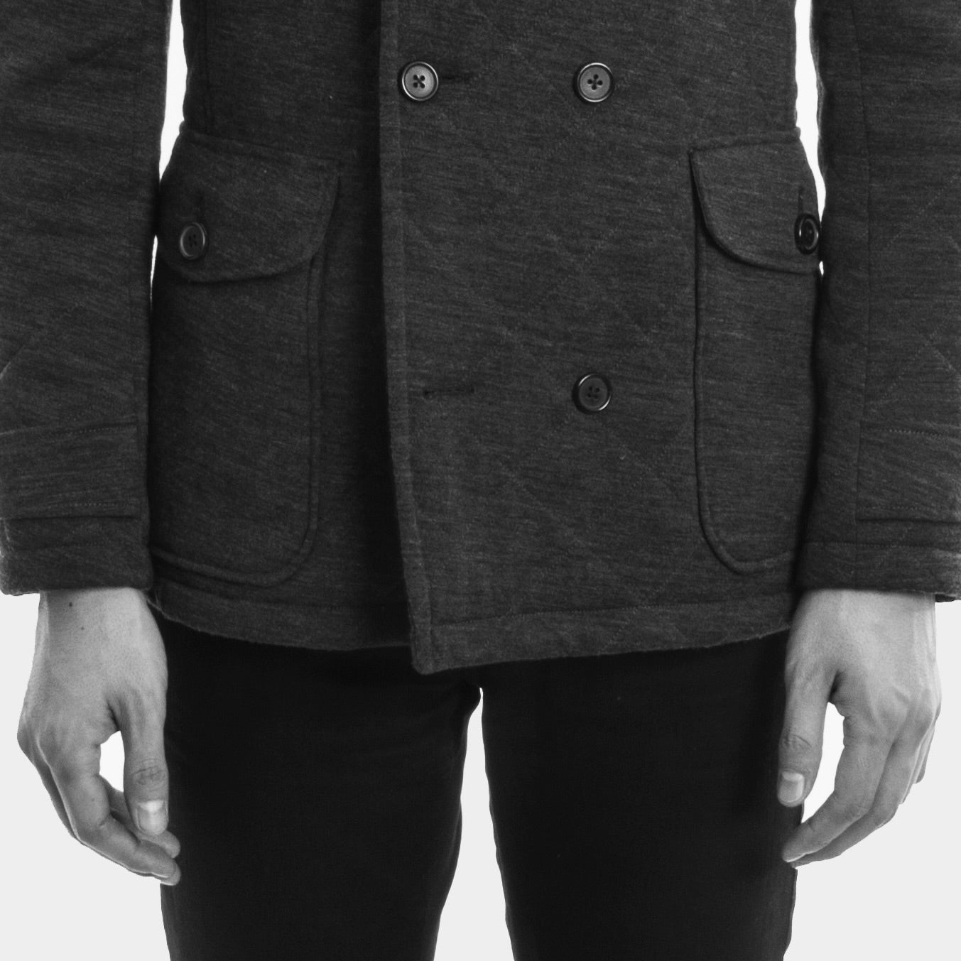 Peacoat Gris de Lana Jersey Acolchada