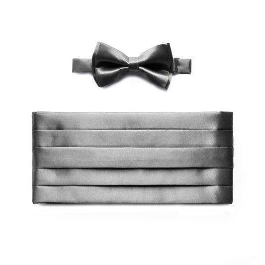 Bow Tie & Cummerbund Set / Light Grey