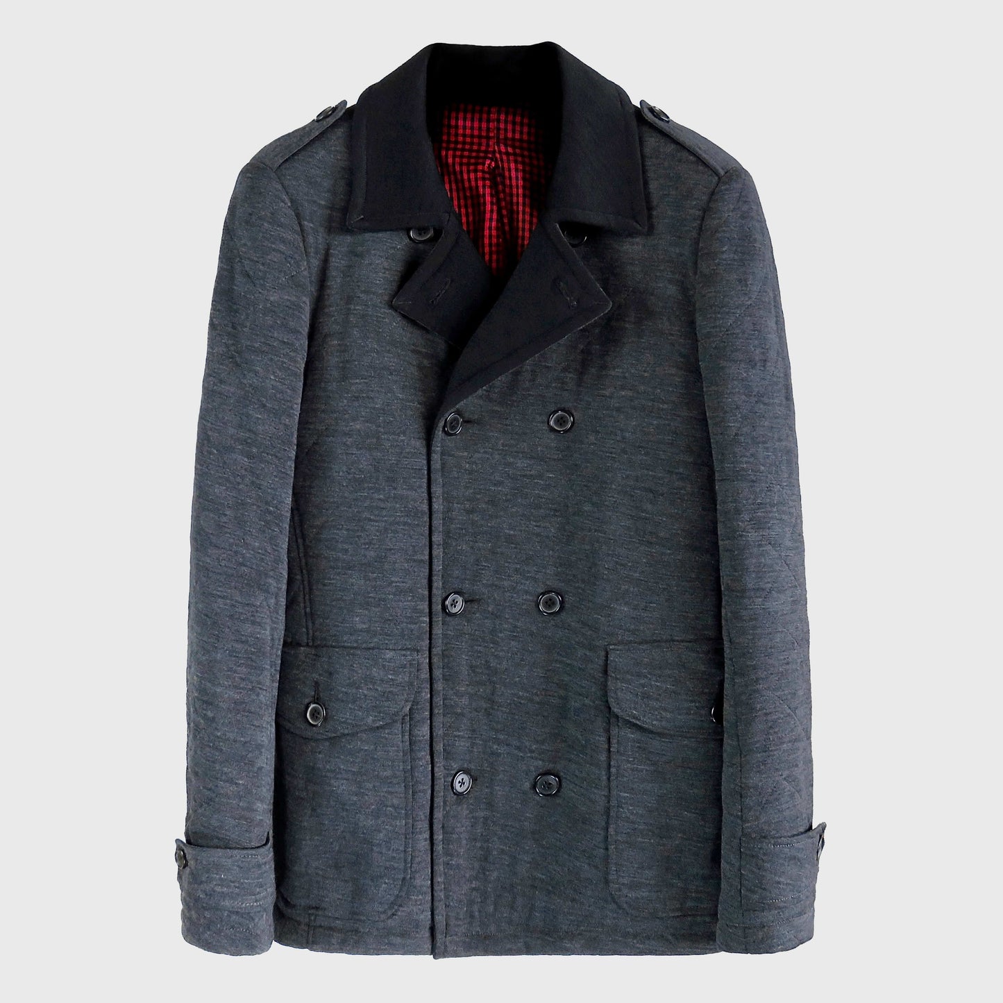 Peacoat Gris de Lana Jersey Acolchada
