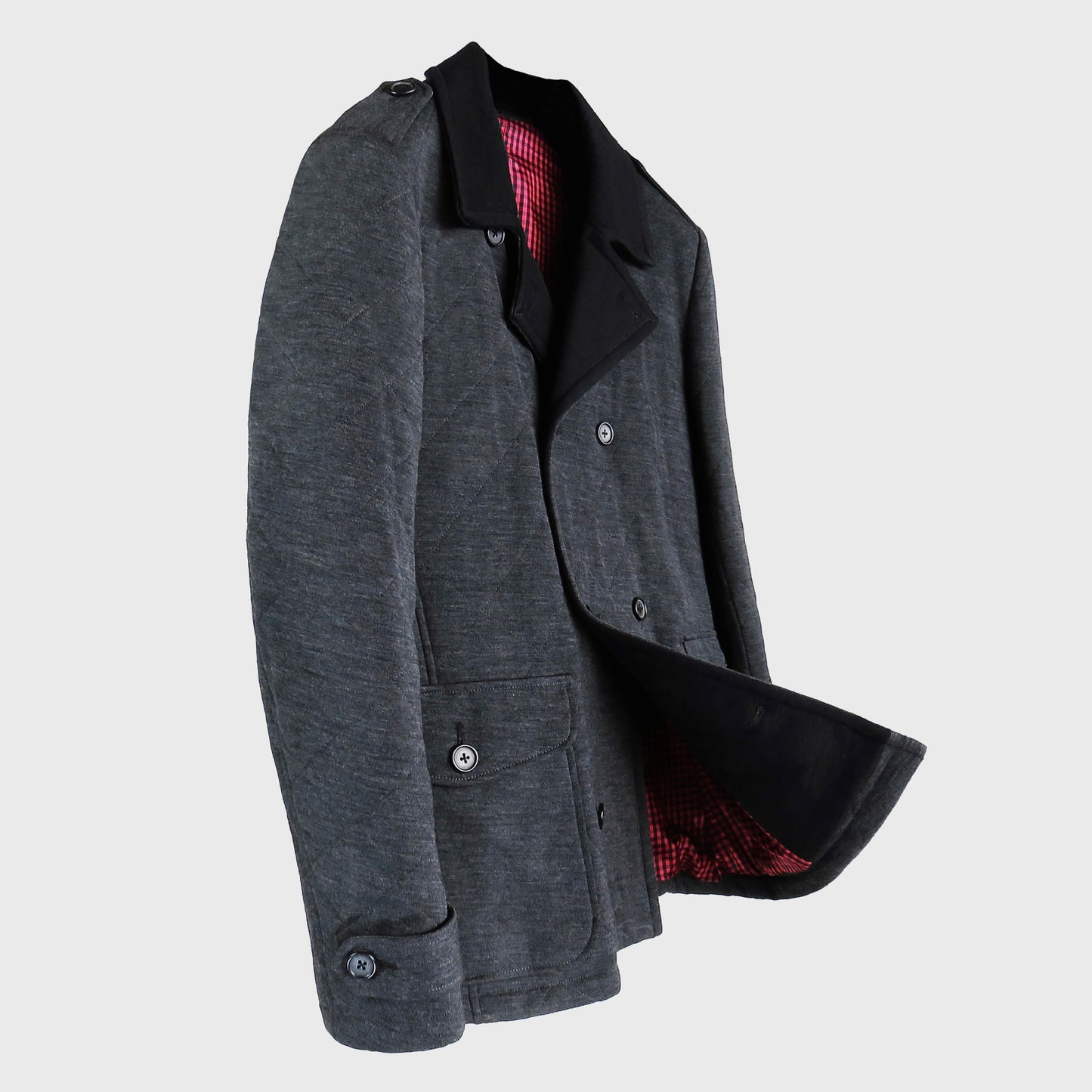 Peacoat Gris de Lana Jersey Acolchada